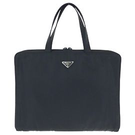 Pasta executiva de nylon Tessuto com logo Prada Preto