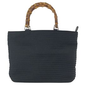 Gucci Vintage Bamboo Nylon Tote Bag Schwarz