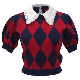 Top en maille à manches courtes Alessandra Rich Argyle en viscose multicolore Multicolore