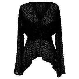 Isabel Marant Ulietta Metallic Devoré Blouse in Black Viscose Black