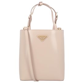 Bolsa Tote de Couro com Logotipo Triangle Prada Bolsa Feminina Bege Marrom Bege