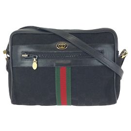 Gucci GG Canvas Leather Shoulder Bag Black