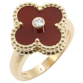 Van Cleef & Arpels Vintage Alhambra Carnelian Ring Red Golden Other