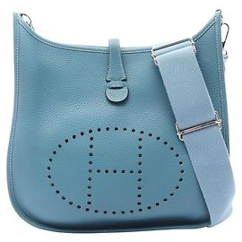 Hermès Borsa a tracolla Hermes Evelyne 3 Trois PM Blue Jean Blu