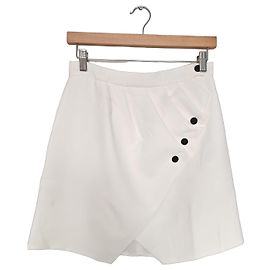 Sandro White Wrap Mini Skirt with Black Buttons White