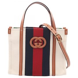 Sac cabas mini 2-way Interlocking G Gucci Marron Blanc Multicolore