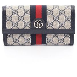 Cartera Continental Gucci Ophidia GG Supreme Beige Azul marino