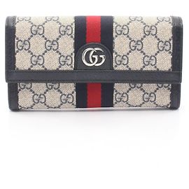 Portefeuille Continental Gucci Ophidia GG Supreme Blanc Bleu Marine