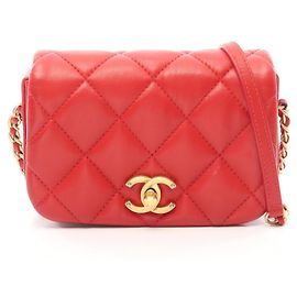Bolso de hombro mini matelassé Chanel Roja