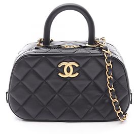 Bolsa de ombro 2-Way Chanel Matelassé Mini Bowling Preto