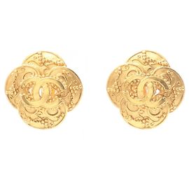 Boucles d'oreilles puces Chanel Coco Mark Flower plaqué or Doré