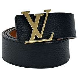 Cintura reversibile in pelle da uomo Louis Vuitton Marrone Nero D'oro