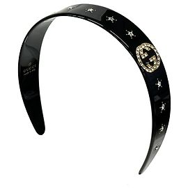 Arco de cabelo Gucci preto com strass Preto