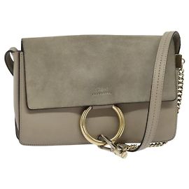 Chloé Chloe Faye en cuir et daim Small Beige