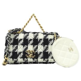Chanel 19 Line AP0985 Chain/Shoulder Wallet Black White