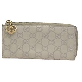 Gucci Interlocking G Zip Around Wallet (Outlet) Leather Long Beige