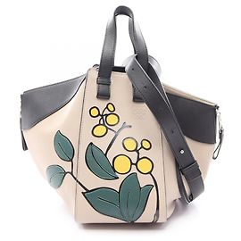 Borsa Hammock Loewe Small Herbarium Nero Beige