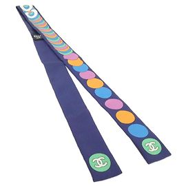 Sciarpa in seta multicolore Chanel AA7885 Multicolore Blu navy