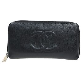 Chanel CC Zip Around Leather Black