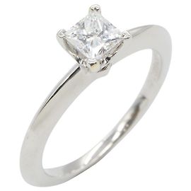 Tiffany & Co. Square Princess Diamond Ring Silvery Other