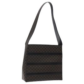 Céline Bolsa de Ombro Celine Vintage Macadam em Lona e Couro Preto