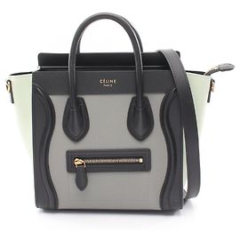 Céline Bolsa Celine Luggage Nano Shopper Marrom Preto Verde