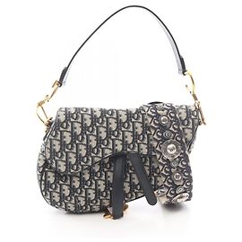 Bolsa Saddle Christian Dior Branco Azul marinho