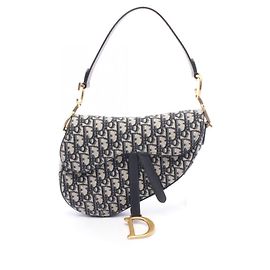 Borsa Saddle Christian Dior Beige Blu navy