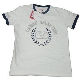 T-shirt in cotone bianca Valentino Maison Logo Bianco