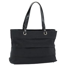 Salvatore Ferragamo Vala Handtasche Canvas Schwarz Silber Auth ka4576 Schwarz Silber