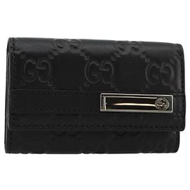 GUCCI Guccissima GG Canvas Key Case Leather Black 237509 Auth am11767V Black