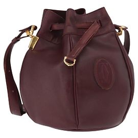 Céline Borsa a Spalla CELINE Must Line in Pelle Bordeaux Oro Auth bs35428 D'oro Bordò