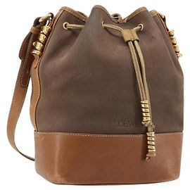 Sac à main LOEWE Sac à bandoulière Daim Marron Or Authentique 183287 Marron Doré