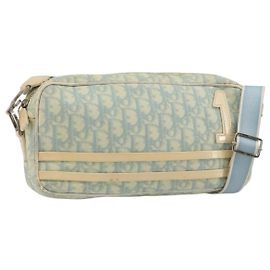 Christian Dior Trotter Canvas Shoulder Bag PVC Light Blue Silver Auth 183605 Silvery Light blue