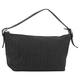Céline Borsa a tracolla CELINE C Macadam Canvas Nera Argento Auth 183678A Nero Argento
