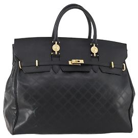 Borsa a mano Gianni Versace in pelle nera e oro Auth 180197 Nero D'oro