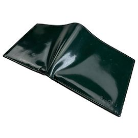 Vintage Gucci Leather Wallet Dark Green Silver Green