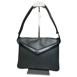 Vintage Givenchy Leather Shoulder Bag Black Forest Green Black
