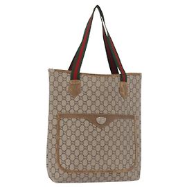 Sac cabas GUCCI GUCCI Plus Supreme Web Sherry Line en PVC Beige Or Auth gh2067 Beige Doré