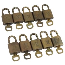 LOUIS VUITTON Set di 10 lucchetti Padlock metallo Gold LV Auth 173150 D'oro