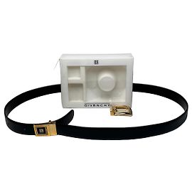 Vintage Givenchy Ledergürtel mit 4G Logo Schwarz Gold Schwarz