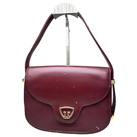 Bolsa de ombro vintage Gucci em couro bordô e dourado c. 2000 Bordeaux