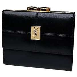 Yves Saint Laurent Portafoglio in pelle vintage Saint Laurent nero e oro Nero