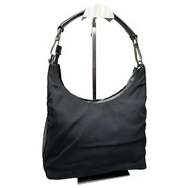 Borsa a tracolla vintage Gucci in nylon nero e argento Nero