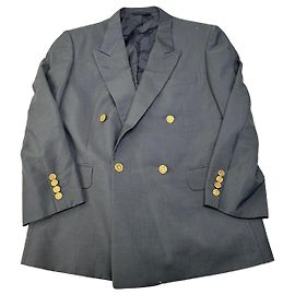 Vintage Dior Wool Blazer Gray Gold Buttons M Grey