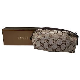 Neceser de Cosméticos Vintage Gucci GG Monogram Canvas Beige Marrón Beige