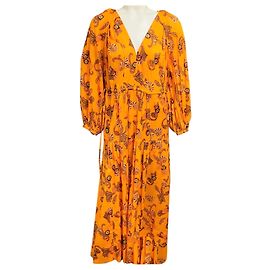 Vestido midi de voile de algodão amarelo Sayer com decote em V da A.L.C. Amarelo