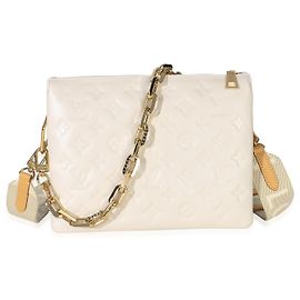 Louis Vuitton White Monogram Embossed Lambskin Coussin PM White