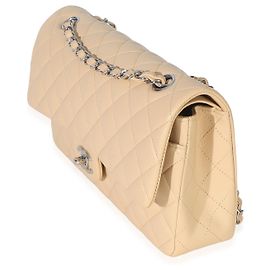 Bolsa Chanel Beige Quilted Lambskin Medium Classic Double Flap Bege