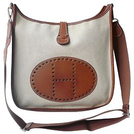 Bolsa Hermès Evelyne 29 couro Barénia e lona bege Marrom Bege
